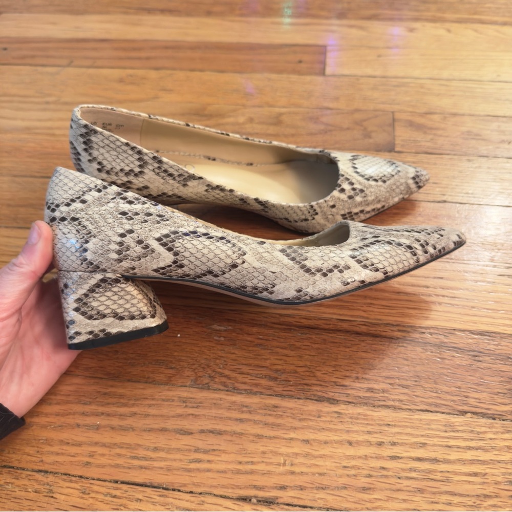 Franco Sarto Beige Snakeskin Heels